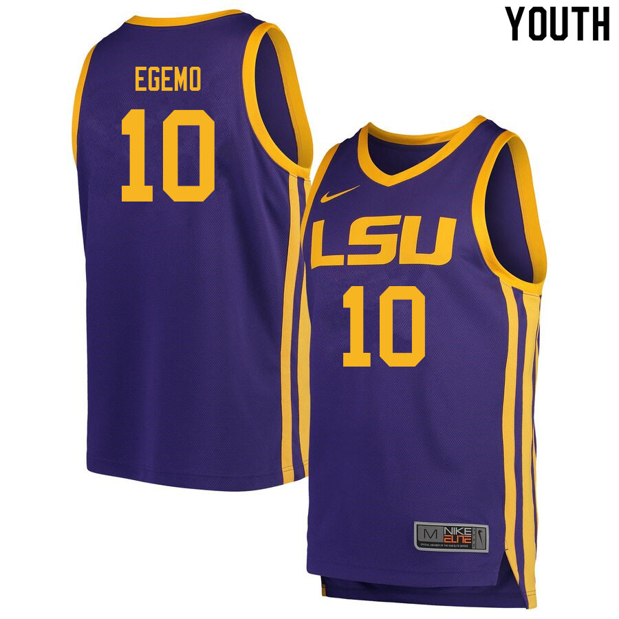 Youth #10 Brandon Egemo LSU Tigers College Basketball Jerseys Sale-Retro